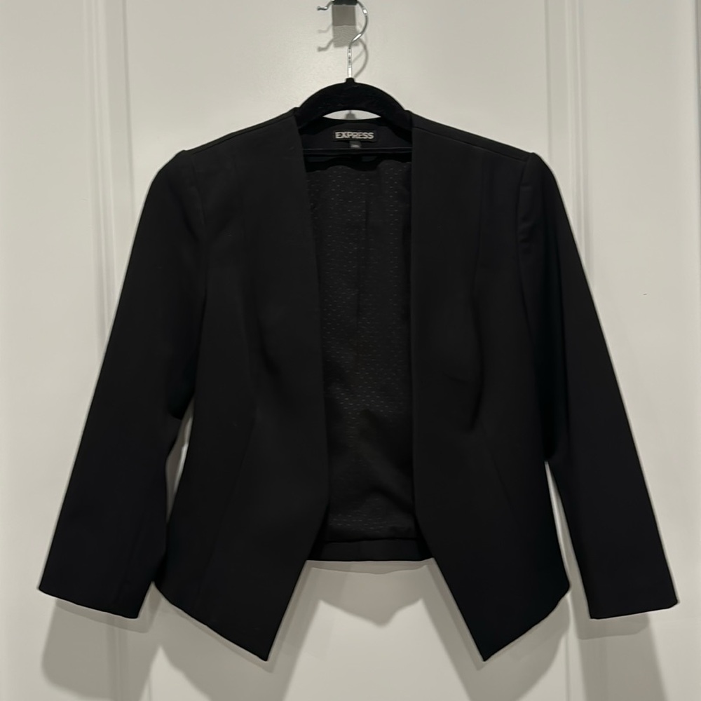 Black Express Collarless Blazer, Size 0